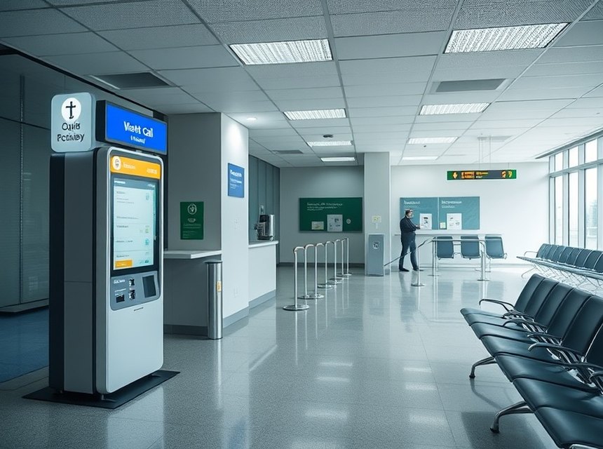 Sala de espera ordenada con sistema de turnos